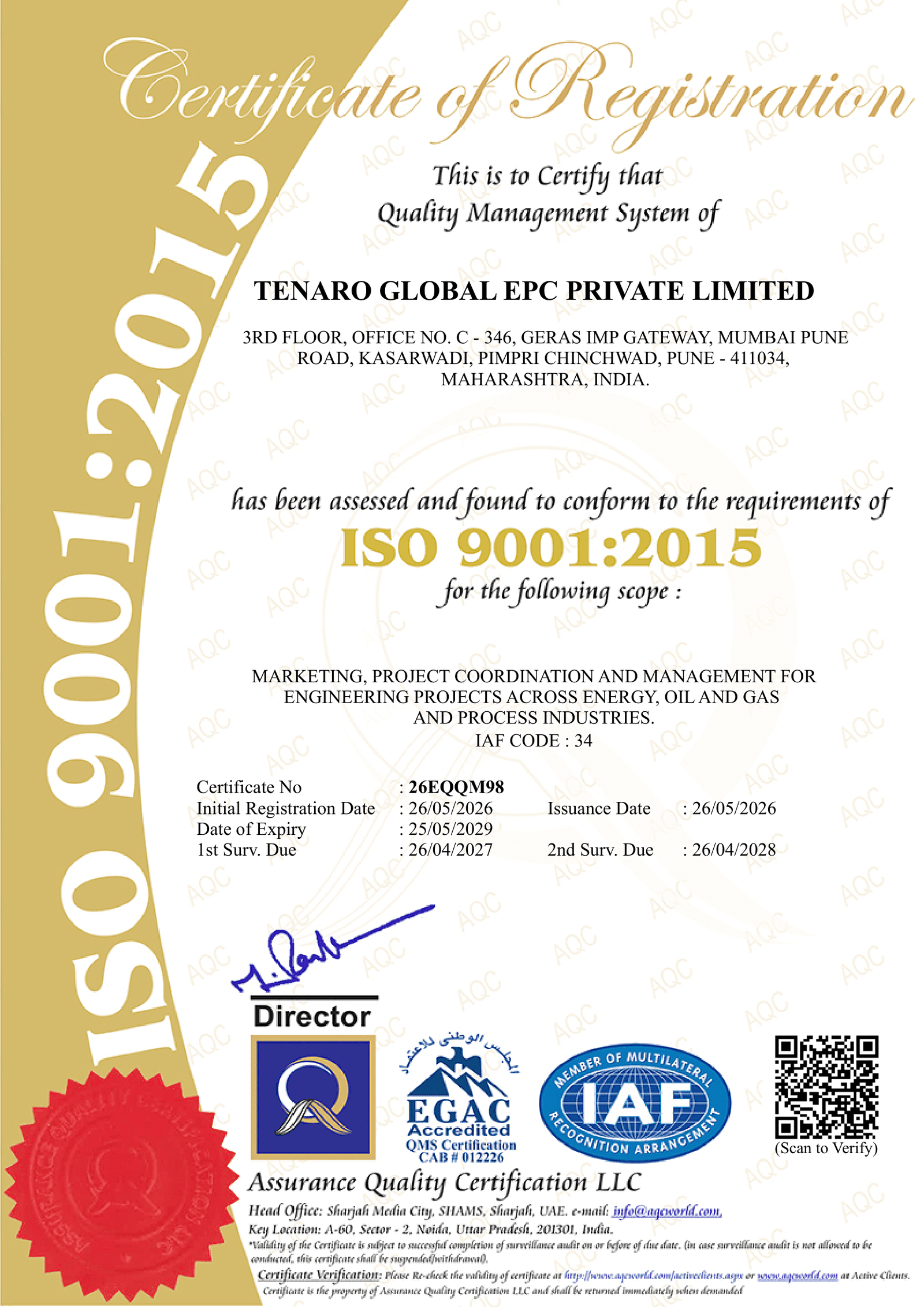 SCAN TENARO GLOBAL EPC PRIVATE LIMITED - QMS-1